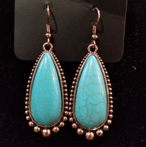 Copper and turquoise paparazzi earrings